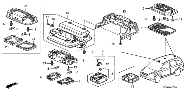 2007 Honda CR-V  Console Assy., Roof *NH302L* (PALE QUARTZ) Diagram for 83250SLJJ02ZC