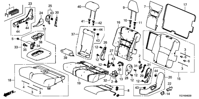 2021 Honda Pilot  Pad, L. Middle Seat Cushion Diagram for 81737TG7A01