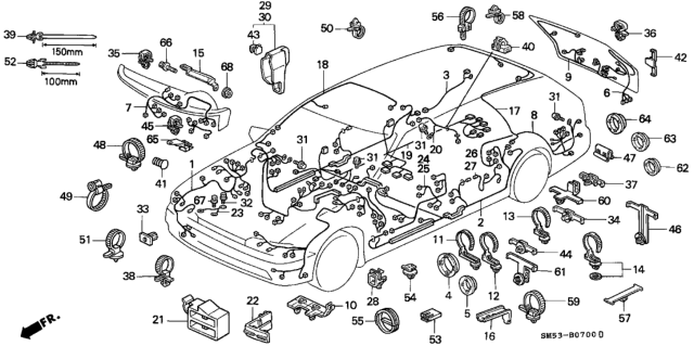 1992 Honda Accord  Clip, Offset (45) (57MM) (Gray) Diagram for 91509SA5003