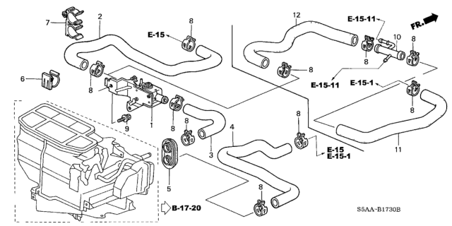 2004 Honda Civic  Joint, Water (4 Way) Diagram for 19535PMSA00