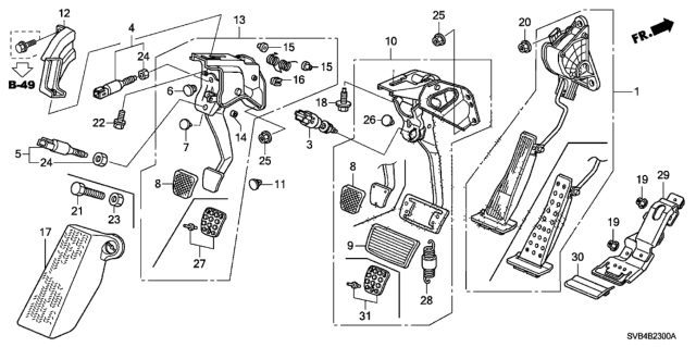 2010 Honda Civic  Cover Set, Pedal (MT) Diagram for 46545SNVA21