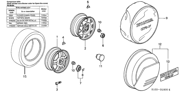 2000 Honda CR-V Cap, Wheel Center Diagram for 44732SM4N00