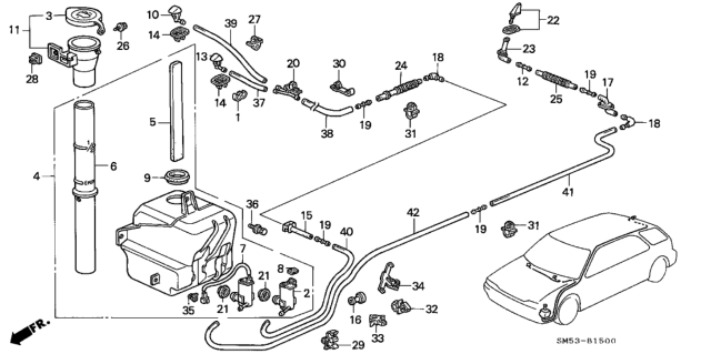 1993 Honda Accord  Tube J, RR. Washer Diagram for 76825SM5A02