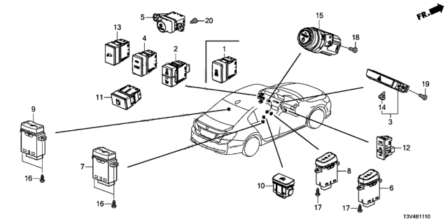 2014 Honda Accord Sw Assy, Vsa Off Diagram for 35300T2AA01