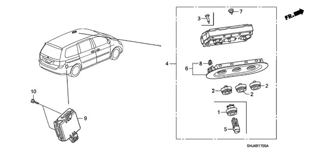 2007 Honda Odyssey Knob, Rotary Diagram for 79505SHJA01