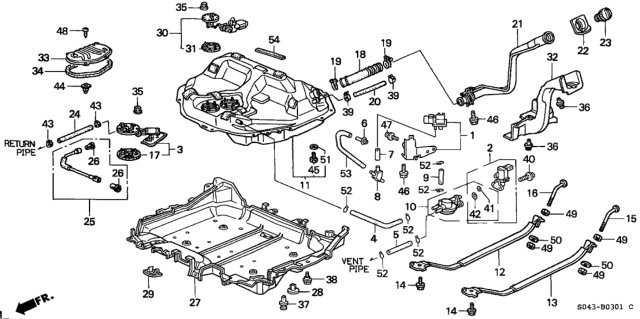 1997 Honda Civic  Band Assembly, Passenger Side Fuel Tank Mounting Diagram for 17521S02L00