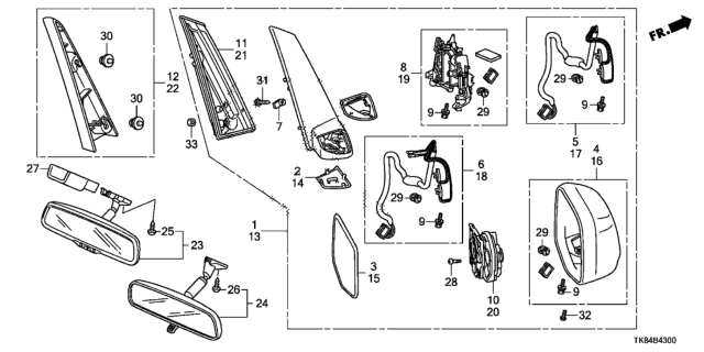 2011 Honda Odyssey Mirror Assembly, Driver Side Door (R.C.) Diagram for 76250TK8A01