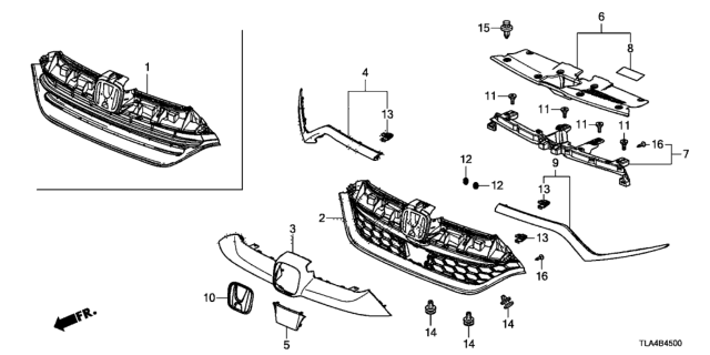 2017 Honda CR-V  Base, Front Grille Diagram for 71121TLAA10