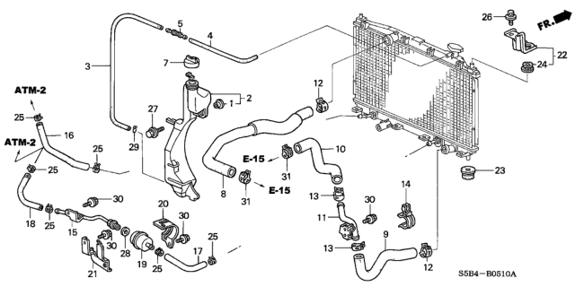 2004 Honda Civic Hose (210MM) (ATf) (Toukai) Diagram for 25212RAA007