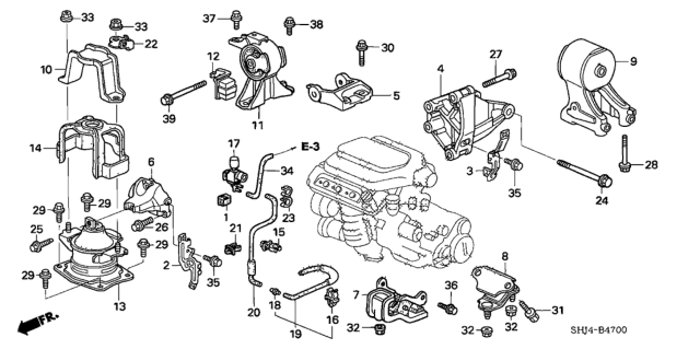 2006 Honda Odyssey  Stay, Electronic Control Mounting Tube Diagram for 50935SHJA02