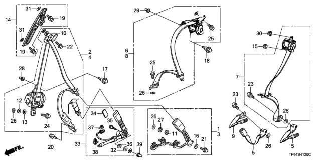 2015 Honda Crosstour  Adjuster, Shoulder Slide Diagram for 81460TR3A01