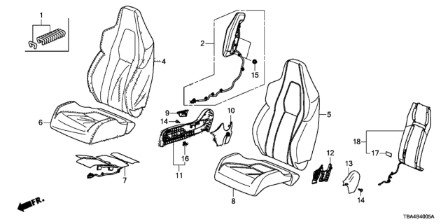 2017 Honda Civic Heater Set, Right Front Seat-Back Diagram for 81150TBFA01
