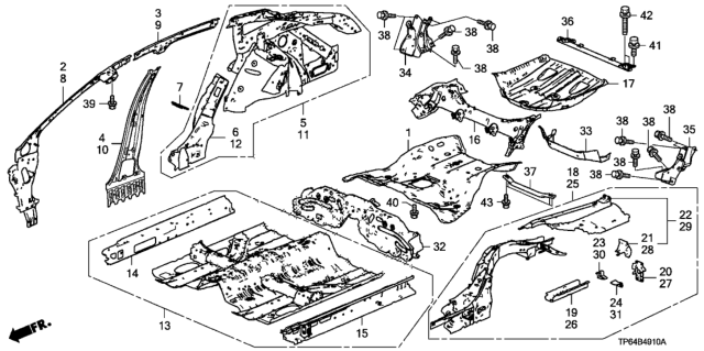 2015 Honda Crosstour  Gusset, R. RR. Bulkhead (Lower) Diagram for 66510TP6A00ZZ