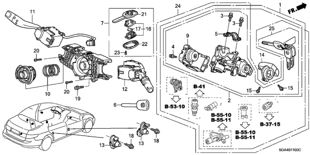 2006 Honda Accord Switch Assembly, Door (Daiichi) Diagram for 35400S6A003