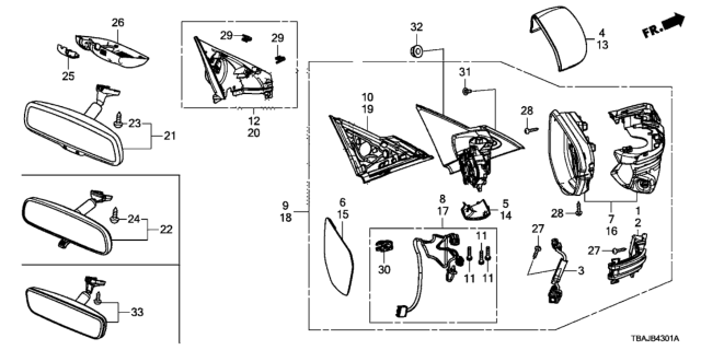 2019 Honda Civic  Housing Cap (Lunar Silver Metallic) Diagram for 76201TBAA21ZD