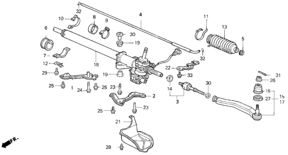 1994 Honda Prelude  Bush, Steering Gear Box Mounting Diagram for 53685SL5000