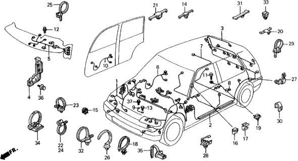1989 Honda Civic  Sub-Wire, Speaker Diagram for 32120SH4000