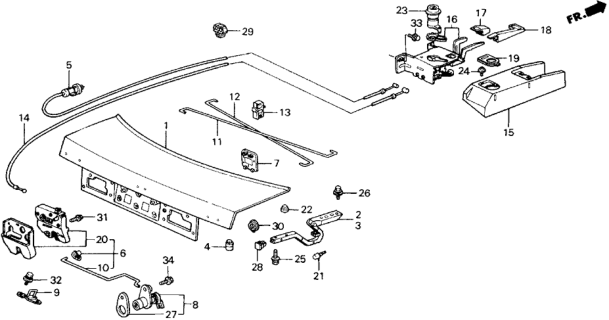 1988 Honda Accord  Cable, Trunk Opener Diagram for 74880SG7A01