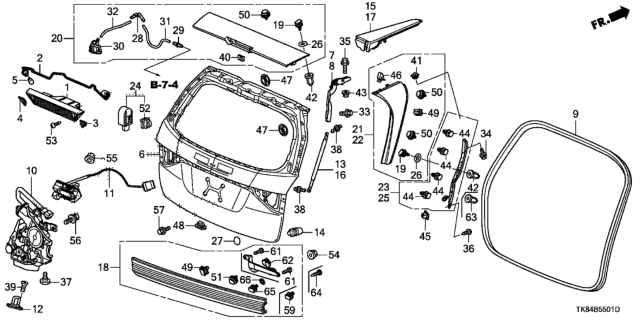 2014 Honda Odyssey  Stay Assembly, Passenger Side Tailgate Open Diagram for 74820TK8A11