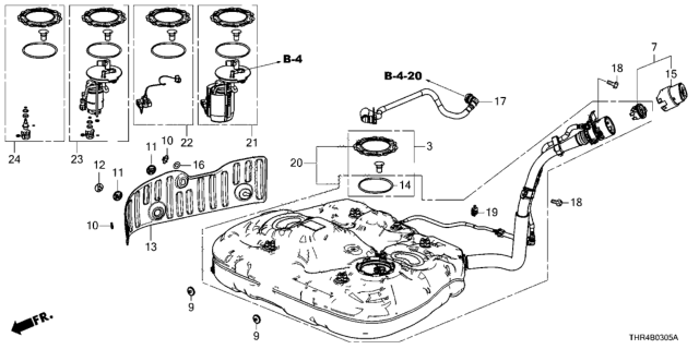 2022 Honda Odyssey  Clip B, Protector Mounting Diagram for 17514TR0003