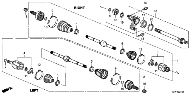 2017 Honda Accord Hybrid Shaft Assembly, Half Diagram for 44500T6CJ00