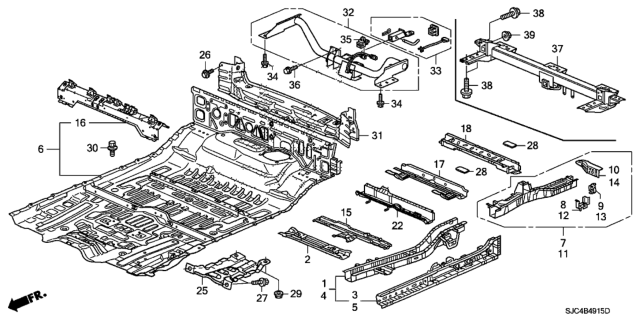 2009 Honda Ridgeline Sill, R. Inside Diagram for 65140SJCA01ZZ