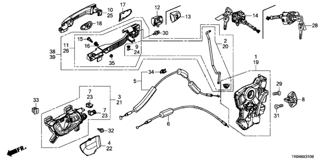 2012 Honda Civic  Handle Assembly, Passenger Side Inside (Pale Moss Gray) Diagram for 72120TR0A11ZB