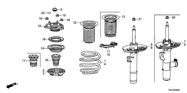 2018 Honda Civic Damper Unit, Front Left Diagram for 51621TBAA03