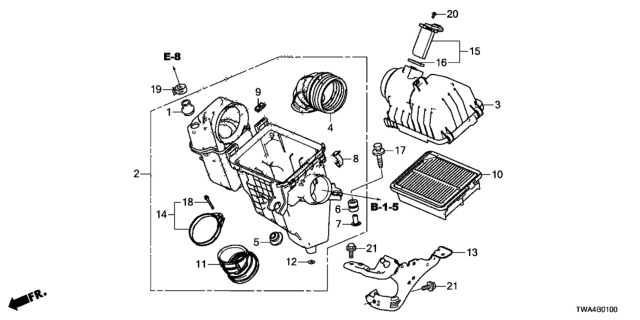 2018 Honda Accord Hybrid Stay, Air Cleaner Diagram for 172616C1A00