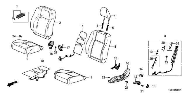 2012 Honda Civic  Pad, L. FR. Seat Cushion Diagram for 81537TS8A71