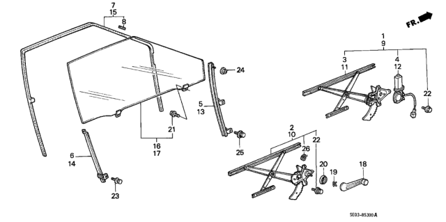 1988 Honda Accord  Glass Assy., R. Door (Blue) Diagram for 73300SE0A00