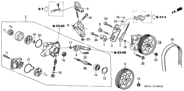 2004 Honda Pilot  Shaft, Power Steering Pump Drive Diagram for 56141PAAA01