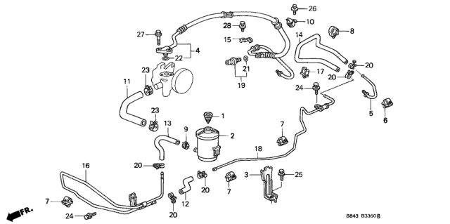 2001 Honda Accord Hose, Oil Cooler Diagram for 53732S84A01