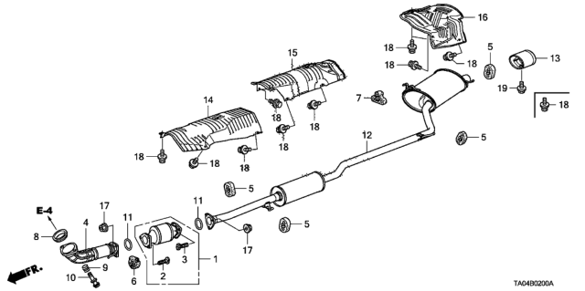 2008 Honda Accord Plate B, FR. Floor Heat Baffle Diagram for 74602TA0A00
