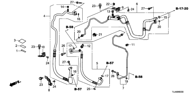 2019 Honda CR-V Clamp, Air Conditioner Pipe Diagram for 80364TLAA00