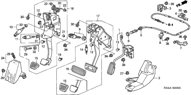 2004 Honda Civic  Clamp, Throttle Wire Diagram for 17932S5AA00
