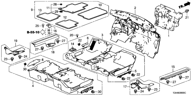 2016 Honda Accord  Grommet B, Floor Mat Diagram for 83652TL2A01