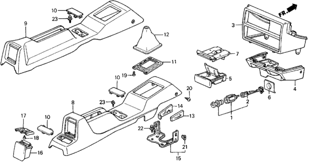 1989 Honda Civic Console, FR. (Upper) *B49L* (FAIR BLUE) Diagram for 77293SH5A10ZA