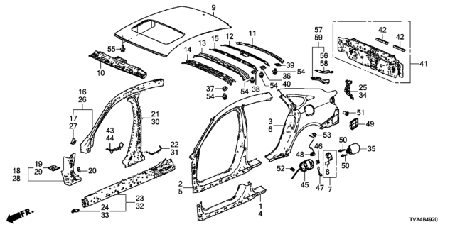 2018 Honda Accord  Separator, R. Center Pillar (Outer) Diagram for 63215TVAA01