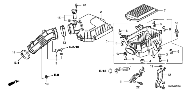 2008 Honda CR-V Cover, Air Cleaner Diagram for 17210RZA000