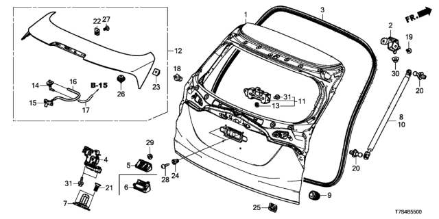 2018 Honda HR-V  Tailgate (DOT) Diagram for 68100T7WA90ZZ