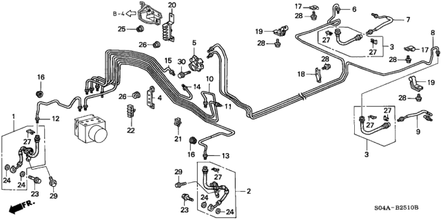 2000 Honda Civic  Pipe E, L. Brake Diagram for 46361S04000
