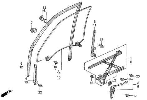 1991 Honda Accord  Sash, R. FR. Door (Lower) Diagram for 72230SM4A00