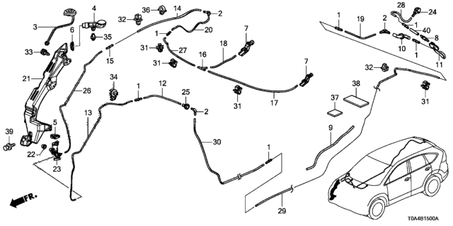 2012 Honda CR-V  Grommet, Washer Tube Diagram for 76851S30003