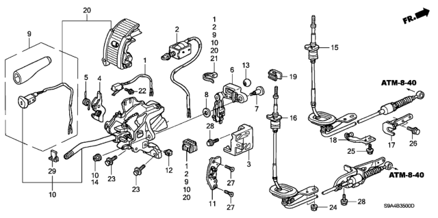 2005 Honda CR-V Bush C, Change Lever Diagram for 54210S0XA82