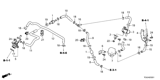 2021 Honda Civic  Clamp, Fuel Tube Diagram for 9150259B003