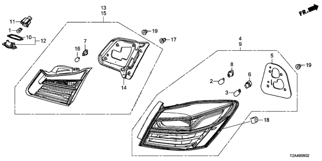 2016 Honda Accord Taillight Assy., L. Diagram for 33550T2AA21