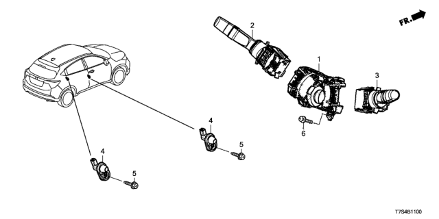 2019 Honda HR-V Switch Assembly, Wiper Diagram for 35256T7AA01