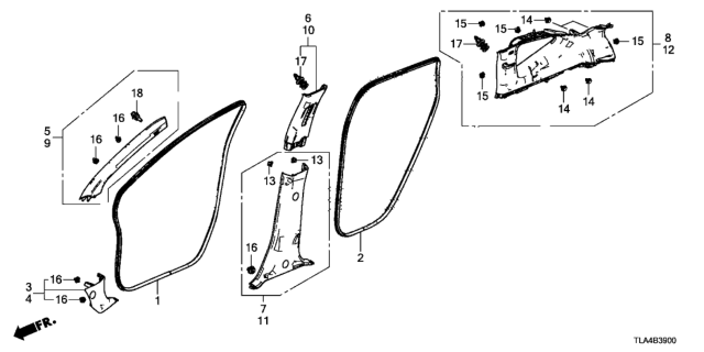 2019 Honda CR-V Garnish Assy., L. Center Pillar *YR449L* (CASHMERE IVORY) Diagram for 84161TLAA01ZA