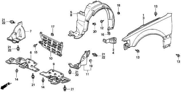1991 Honda CRX  Clip, Cover (Lower) Diagram for 91516SK7013